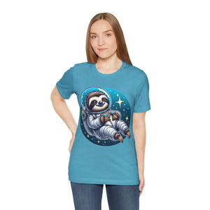 Sloth Astronaut Jersey Tee - Space Fashion Statement - Dipaliz - Heather Aqua / s - T-shirts