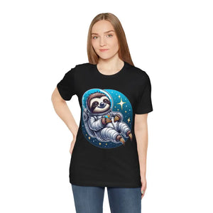 Sloth Astronaut Jersey Tee - Space Fashion Statement - Dipaliz - Black / s - T-shirts