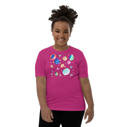 Blast off in Style: Youth Cosmic Space Tee - Berry / s Kid’s Clothing