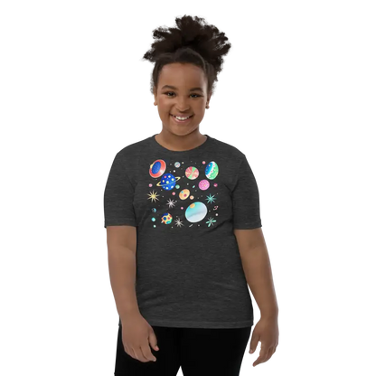 Blast off in Style: Youth Cosmic Space Tee - Dark Grey Heather / s Kid’s Clothing