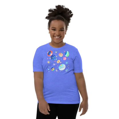 Blast off in Style: Youth Cosmic Space Tee - Heather Columbia Blue / s Kid’s Clothing