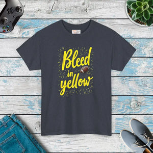 Bleed Yellow Super Football Heavy Cotton Tee - Dipaliz - Heather Navy / s - T-shirts