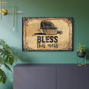 Vintage Bless Metal Art Sign – Matte Aluminum - Dipaliz - Novelty Signs