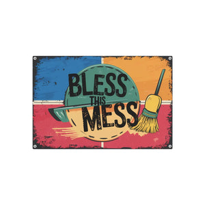 Bless this Mess Metal Art Sign White Aluminum Composite - Dipaliz - Novelty Signs