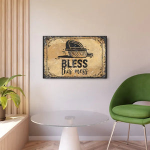 Vintage Bless this Mess Metal Art Sign Retro Home Decor - Dipaliz - Novelty Signs
