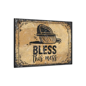 Vintage Bless this Mess Metal Art Sign Retro Home Decor - Dipaliz - Novelty Signs