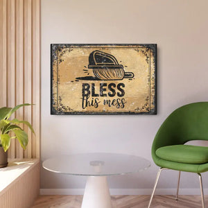 Vintage Bless this Mess Metal Art Sign Retro Home Decor - Dipaliz - Novelty Signs