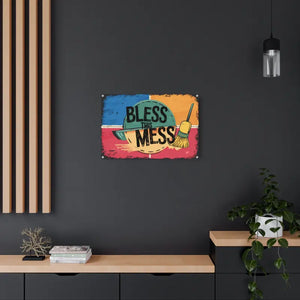 Bless this Mess Metal Art Sign White Aluminum Composite - Dipaliz - 30″ x 20″ (horizontal) / 0.12’’ - Novelty Signs