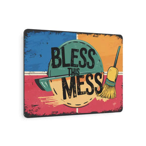 Bless this Mess Metal Art Sign White Aluminum Composite - Dipaliz - Novelty Signs