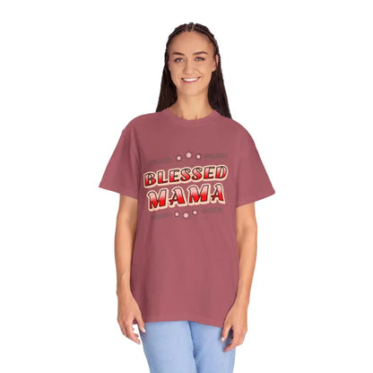 Cozy Blessed Mama T-shirt: Perfect for Mother’s Day! - Crimson / s T-shirt