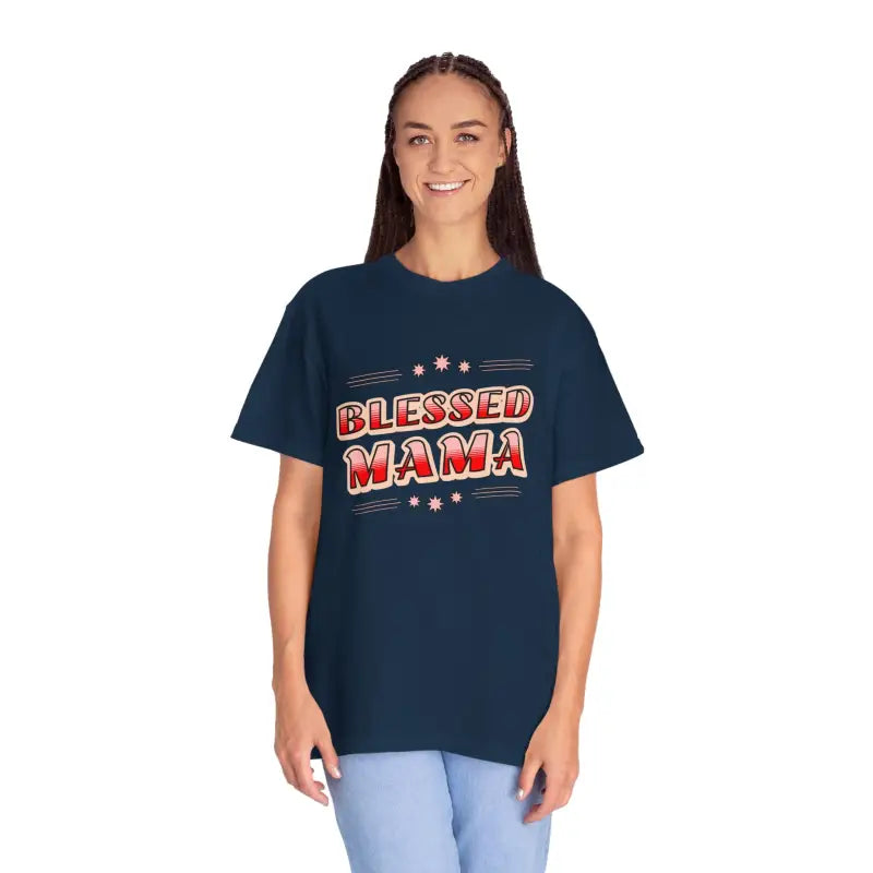 Cozy Blessed Mama T-shirt: Perfect for Mother’s Day! - True Navy / s T-shirt