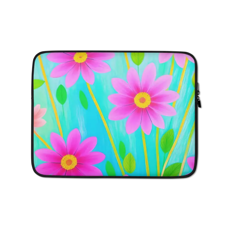 Blissful Blooms Laptop Sleeve - Chic Blue Protection with Padding - 13″ Computer Accessories