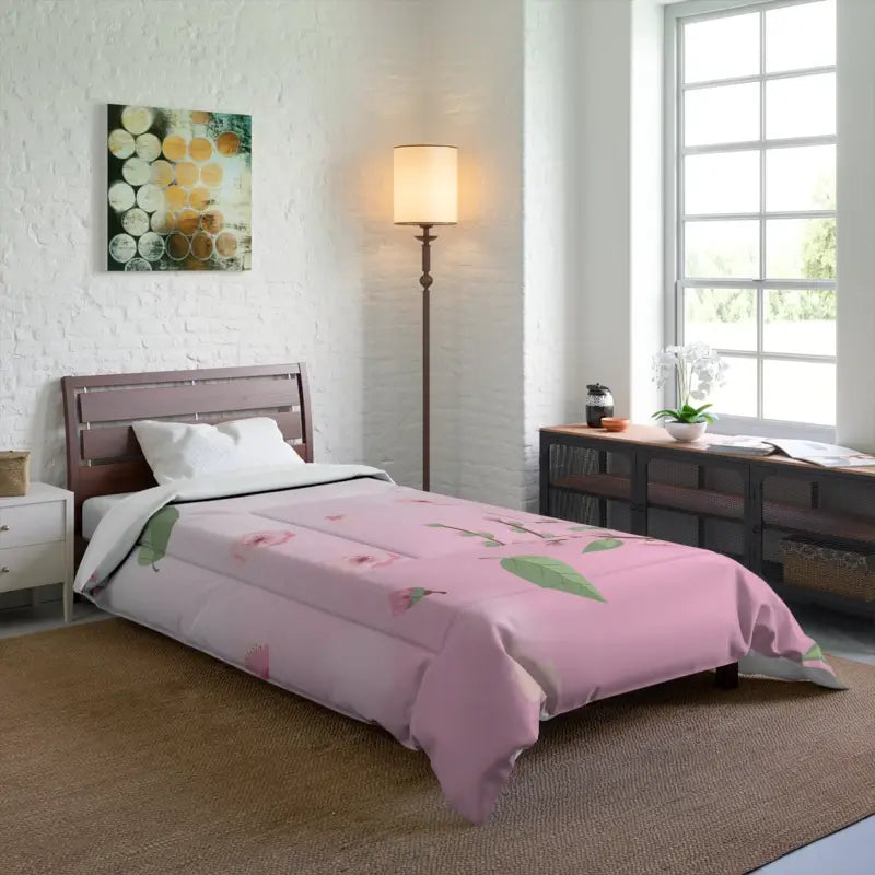 Blissful Pink Floral Comforter: Indulge in Cozy Elegance - Home Decor