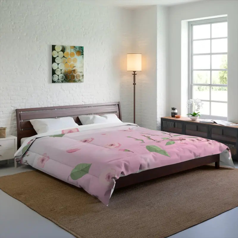 Blissful Pink Floral Comforter: Indulge in Cozy Elegance - Home Decor