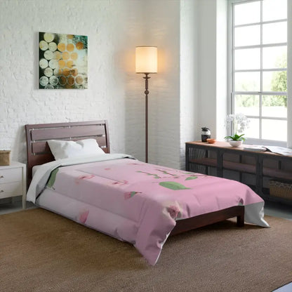 Blissful Pink Floral Comforter: Indulge in Cozy Elegance - Home Decor