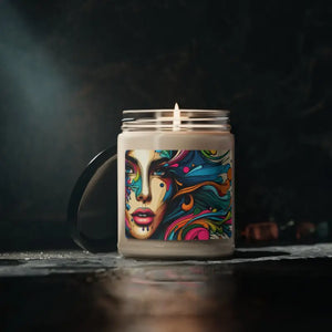 Scented Soy Candle Woman with Paint Splash Art Decor - Dipaliz - Sea Salt + Orchid / 9oz - Candles