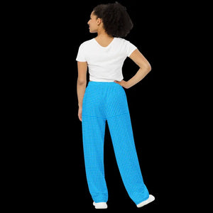 Wide Leg Pants - Blue Polka Dots Comfort Fit - Dipaliz