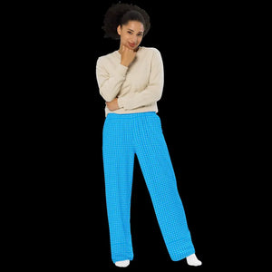 Wide Leg Pants - Blue Polka Dots Comfort Fit - Dipaliz