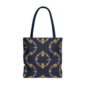 Bags - Stylish Block Chain Pattern Tote Bag Fashion Forward - Dipaliz 18’’ × / Navy