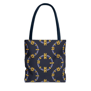 Bags - Stylish Block Chain Pattern Tote Bag Fashion Forward - Dipaliz 13’’ × / Navy
