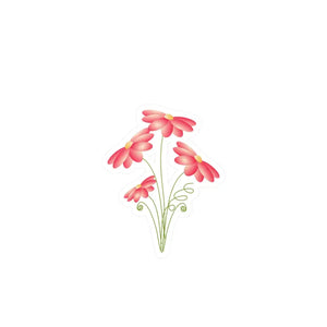 Pink Flowers Bunch Kiss Cut Vinyl Decals - Bold Wall Art - Dipaliz - 4’’ x 6’’ / Kiss-cut / Satin - Home Decor