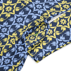 Long Sleeve Midi Dress Blue Yellow Polyester Elegant - Dipaliz - Dresses