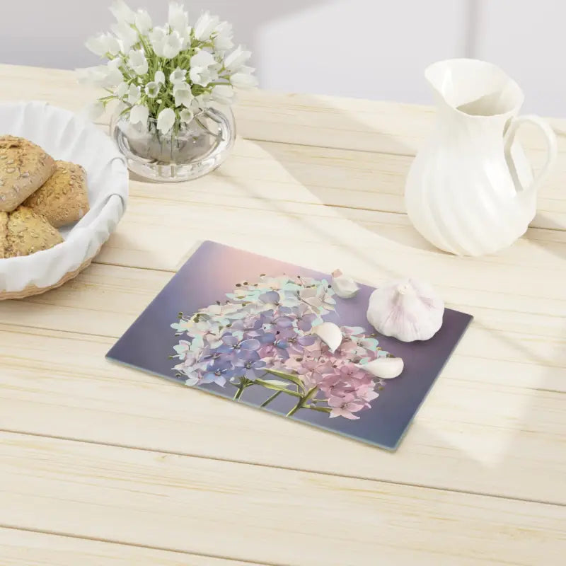 Bloom Brilliance: Purple Flowers Cutting Board Art! - Small Home Decor