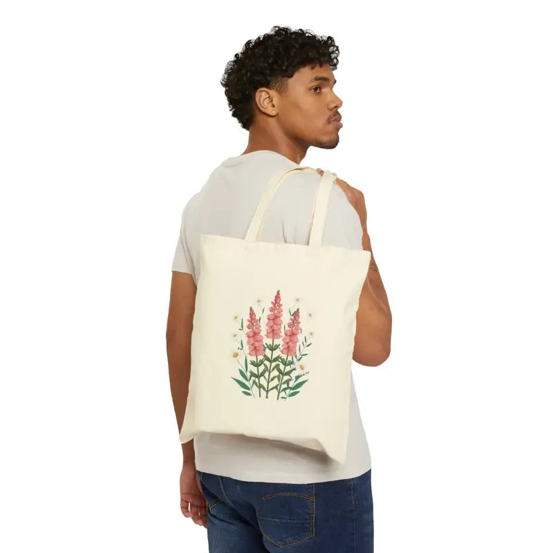 Bloom Brilliance Tote: Stylish White Flowers Sturdy Canvas - Bags