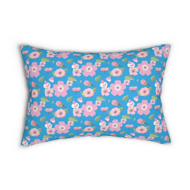 Blue Floral Polyester Lumbar Pillow for Ultimate Style & Comfort - 20’’ × 14’’ Home Decor