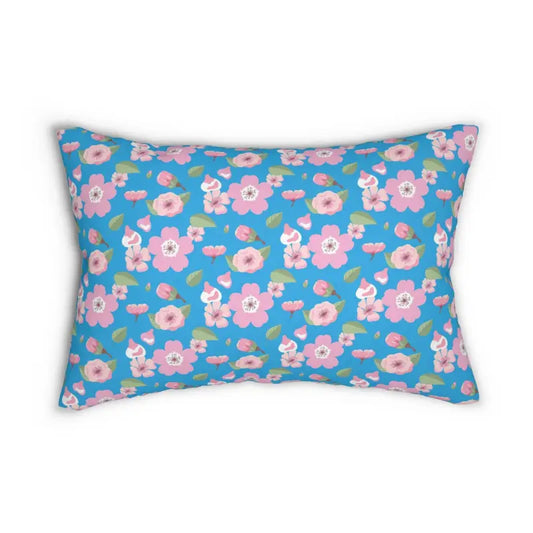 Blue Floral Polyester Lumbar Pillow for Ultimate Style & Comfort - 20’’ × 14’’ Home Decor