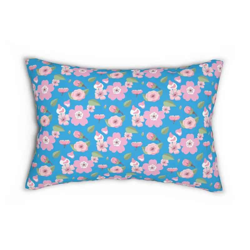 Blue Floral Polyester Lumbar Pillow for Ultimate Style & Comfort - 20’’ × 14’’ Home Decor