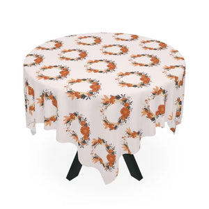 Pink Tablecloth Flower Wreath one Sided Print Design - Dipaliz - Size / White - Tablecloths