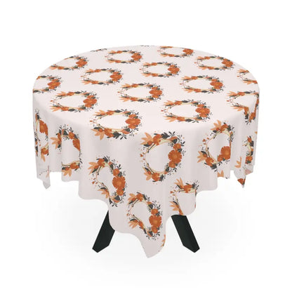 Cozy Pink Flower Wreath Tablecloth for Stunning Table Decor - one Size / White Home