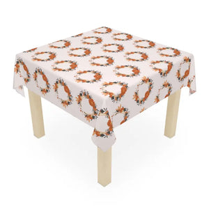 Pink Tablecloth Flower Wreath one Sided Print Design - Dipaliz - Size / White - Tablecloths