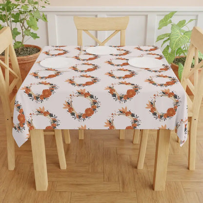 Cozy Pink Flower Wreath Tablecloth for Stunning Table Decor - one Size / White Home