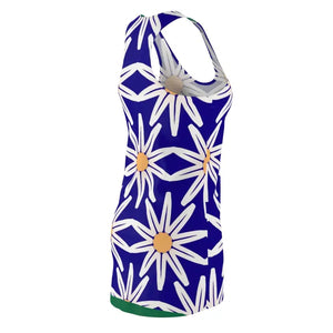 Racerback Dress White Flower Pattern Vibrant Style Dipaliz - Dresses