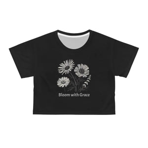 Graceful Wildflower Aop Crop Tee - Silky Polyester - Dipaliz - T-shirts