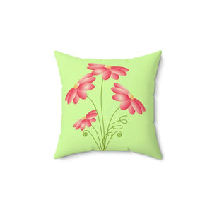 Pink Flowers Polyester Square Pillow Vibrant Home Decor - Dipaliz - 14’’ × - Throw Pillows