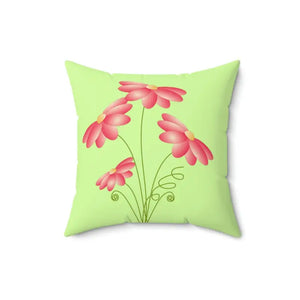Pink Flowers Polyester Square Pillow Vibrant Home Decor - Dipaliz - 16’’ × - Throw Pillows