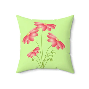 Pink Flowers Polyester Square Pillow Vibrant Home Decor - Dipaliz - 18’’ × - Throw Pillows