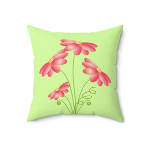 Pink Flowers Polyester Square Pillow Vibrant Home Decor - Dipaliz - Throw Pillows