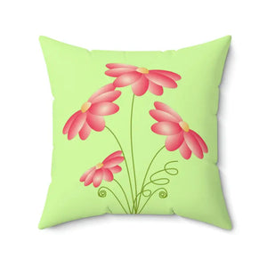 Pink Flowers Polyester Square Pillow Vibrant Home Decor - Dipaliz - Throw Pillows