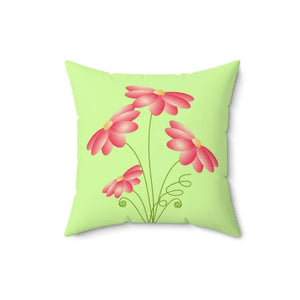 Pink Flowers Polyester Square Pillow Vibrant Home Decor - Dipaliz - Throw Pillows