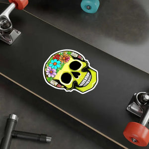 Kiss Cut Vinyl Decals - Skull Flowers Wall Art - Dipaliz - Decorative Stickers