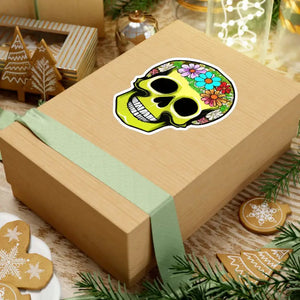 Kiss Cut Vinyl Decals - Skull Flowers Wall Art - Dipaliz - Decorative Stickers