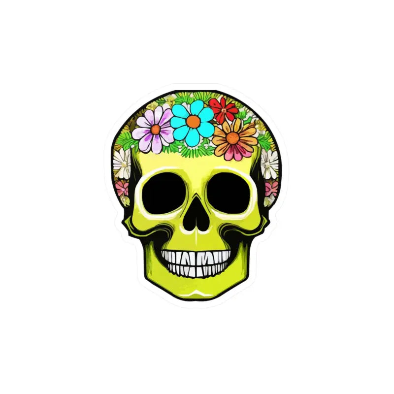 Trendy Home Vibes: Bloom Skull Kiss Cut Vinyl Decals - 4’’ x 6’’ / Kiss-cut / Satin Paper Products