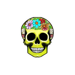 Kiss Cut Vinyl Decals - Skull Flowers Wall Art - Dipaliz - 4’’ x 6’’ / Kiss-cut / Satin - Decorative Stickers