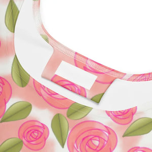 Pink Roses Skater Dress Flared Skirt Floral Style - Dipaliz - Dresses