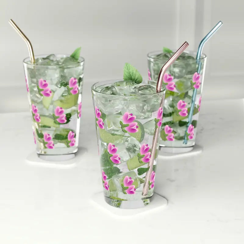 Bloominbrilliant: Pink Flowers Pint Glass By Dipaliz - Mug
