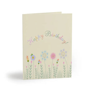 Happy Birthday Flowers Greeting Cards - Vibrant Wishes - Dipaliz - 24 Pcs / Matte / 4.25” x 5.5” - & Note